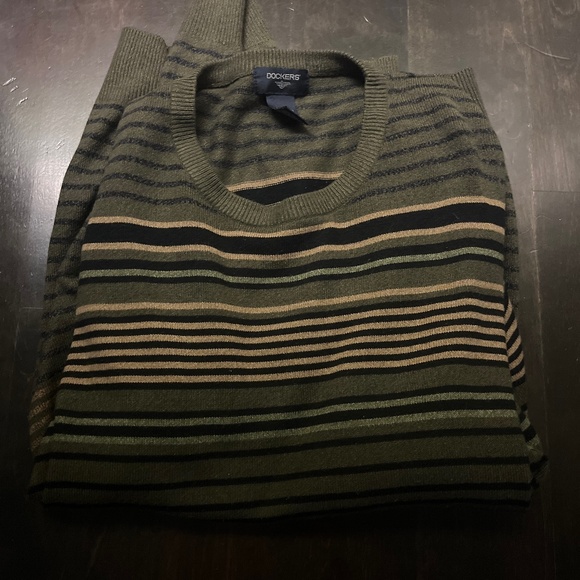Dockers Striped Oversized Green Sweater - Picture 1 of 2